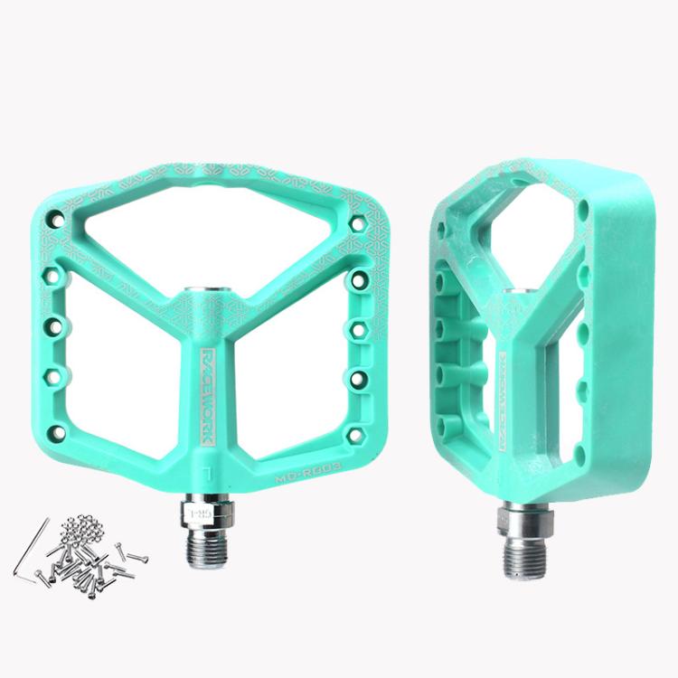 RACEWORK RK579 1pair Bicycle Wide Anti-slip Bearing Pedal Nylon Pedal(Cyan) - Pedals by RACEWORK | Online Shopping UK | buy2fix