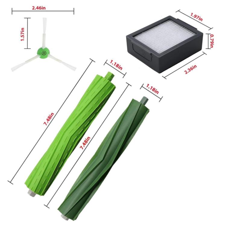 14pcs /Set For IRobot Roomba i7 / i7+ / i3 / E5 / i3+ / i4 / i6 / i6+i8 Series Sweeper Accessories(Main Brush+Filter+Side Brush With Screws Set) - For iRobot Accessories by buy2fix | Online Shopping UK | buy2fix