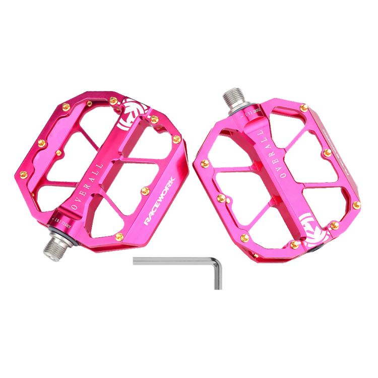 RACEWORK D029 CNC Triple Bearing Hollow Anti-slip Bicycle Pedals(Rose Red) - Pedals by RACEWORK | Online Shopping UK | buy2fix