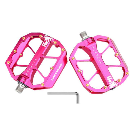 RACEWORK D029 CNC Triple Bearing Hollow Anti-slip Bicycle Pedals(Rose Red) - Pedals by RACEWORK | Online Shopping UK | buy2fix
