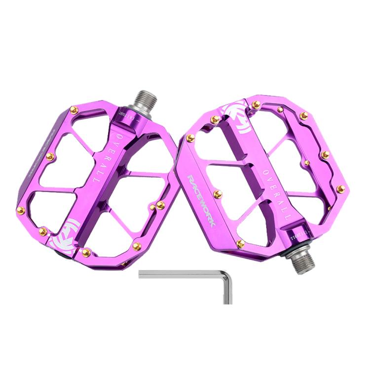 RACEWORK D029 CNC Triple Bearing Hollow Anti-slip Bicycle Pedals(Purple) - Pedals by RACEWORK | Online Shopping UK | buy2fix