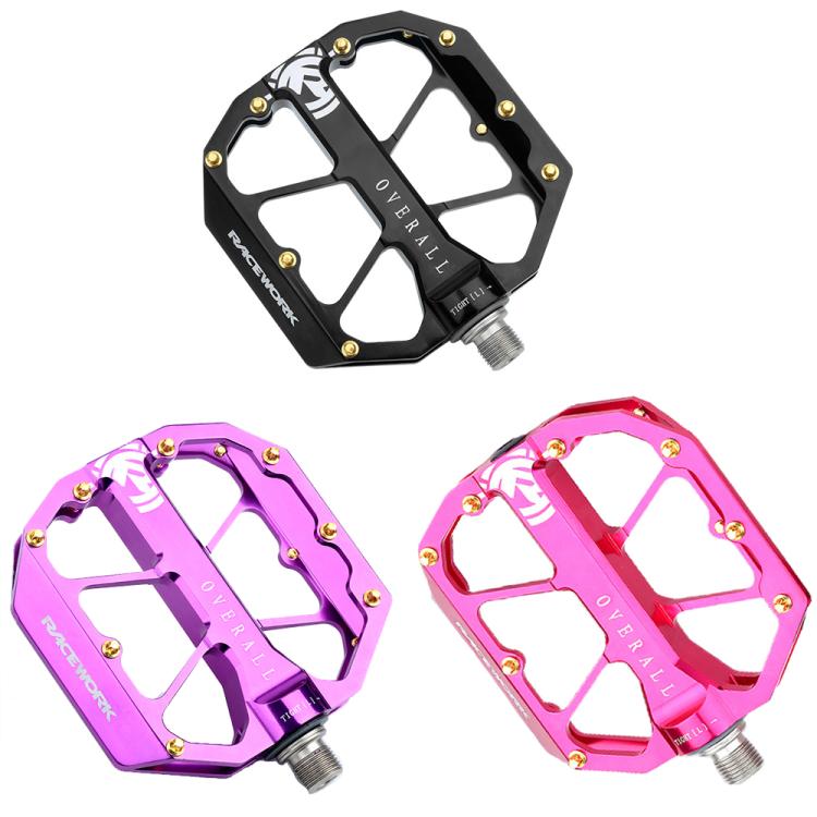 RACEWORK D029 CNC Triple Bearing Hollow Anti-slip Bicycle Pedals(Rose Red) - Pedals by RACEWORK | Online Shopping UK | buy2fix