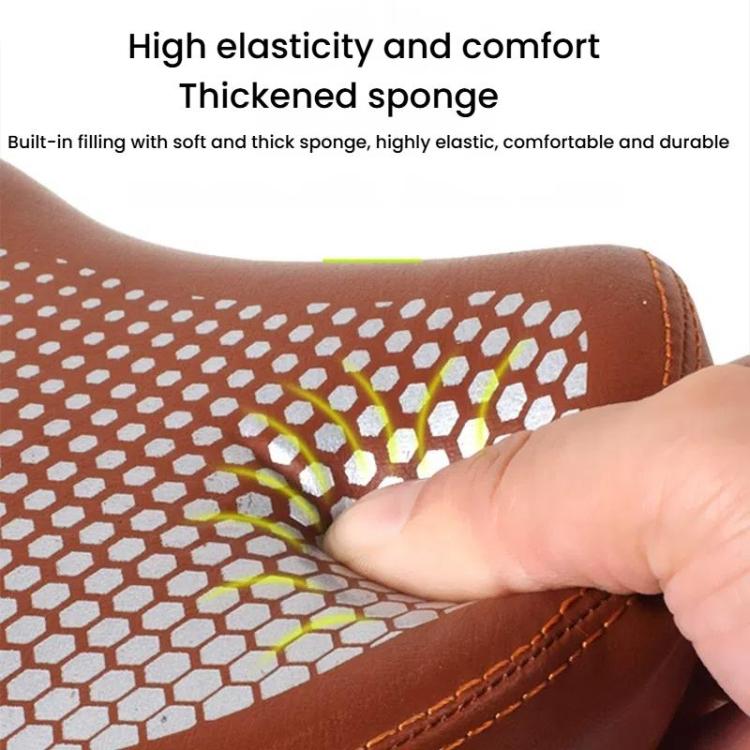FMFXTRA Thickened Bicycle Saddle Mountain Bike Shaped Saddle, Color: Brown+Tail Light - Bicycle Saddle by FMFXTRA | Online Shopping UK | buy2fix