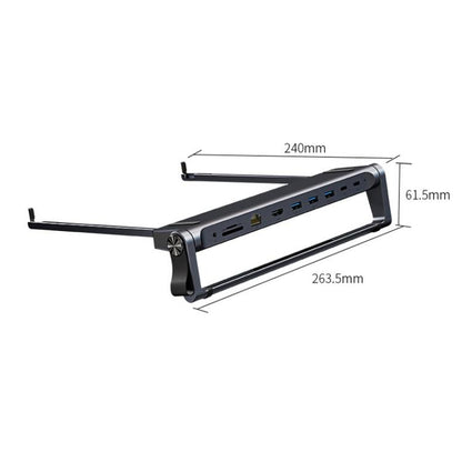 9 In 1 Hub Computer Stand Aluminum Alloy Folding PD Fast Charging With LAN Docking Station Laptop Bracket(Dark Metallic Color) - Laptop Stand by buy2fix | Online Shopping UK | buy2fix