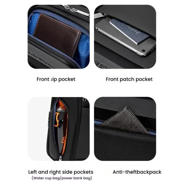 Wiersaam Men Waterproof Anti-Theft Business Backpack Travel Laptop Bag With USB Charging Port & Password Lock Small - Backpack by wiersaam | Online Shopping UK | buy2fix
