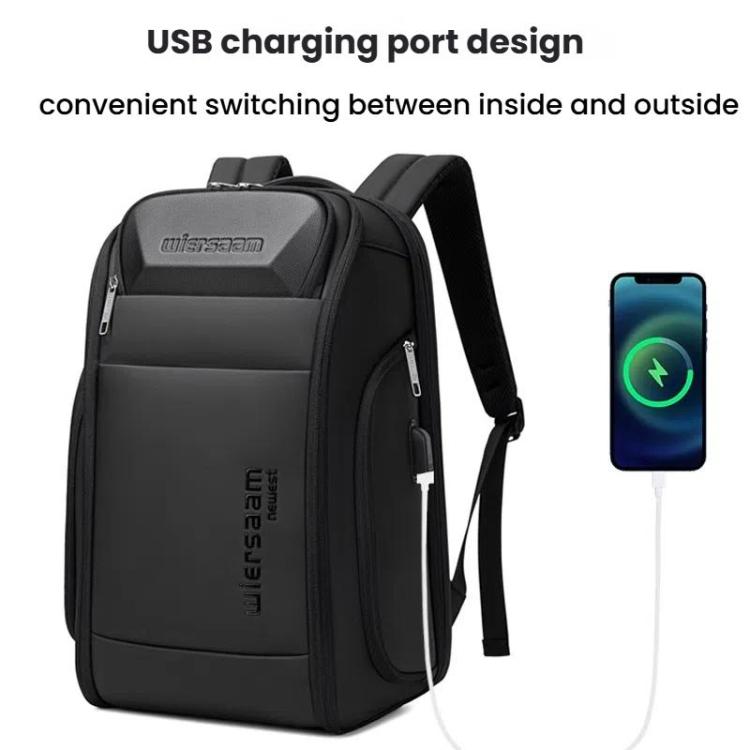 Wiersaam Men Waterproof Anti-Theft Business Backpack Travel Laptop Bag With USB Charging Port & Password Lock Large - Backpack by wiersaam | Online Shopping UK | buy2fix