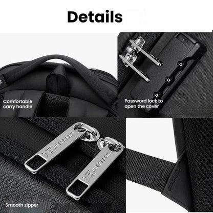 Wiersaam Men Waterproof Anti-Theft Business Backpack Travel Laptop Bag With USB Charging Port & Password Lock Large - Backpack by wiersaam | Online Shopping UK | buy2fix