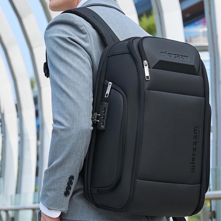 Wiersaam Men Waterproof Anti-Theft Business Backpack Travel Laptop Bag With USB Charging Port & Password Lock Large - Backpack by wiersaam | Online Shopping UK | buy2fix