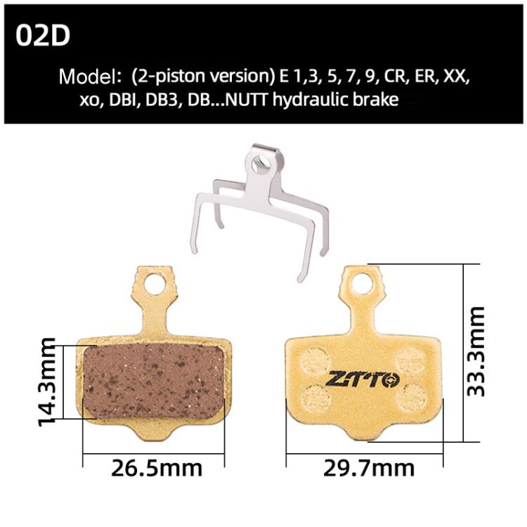 2pairs ZTTO Mountain Bike Full Metal Copper Base Lining Oil Disc Block Brake Pad, Model: MJ-02D - Bicycle Brake Parts by ZTTO | Online Shopping UK | buy2fix
