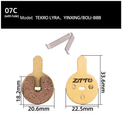 2pairs ZTTO Mountain Bike Full Metal Copper Base Lining Oil Disc Block Brake Pad, Model: MJ-07C With Hole - Bicycle Brake Parts by ZTTO | Online Shopping UK | buy2fix