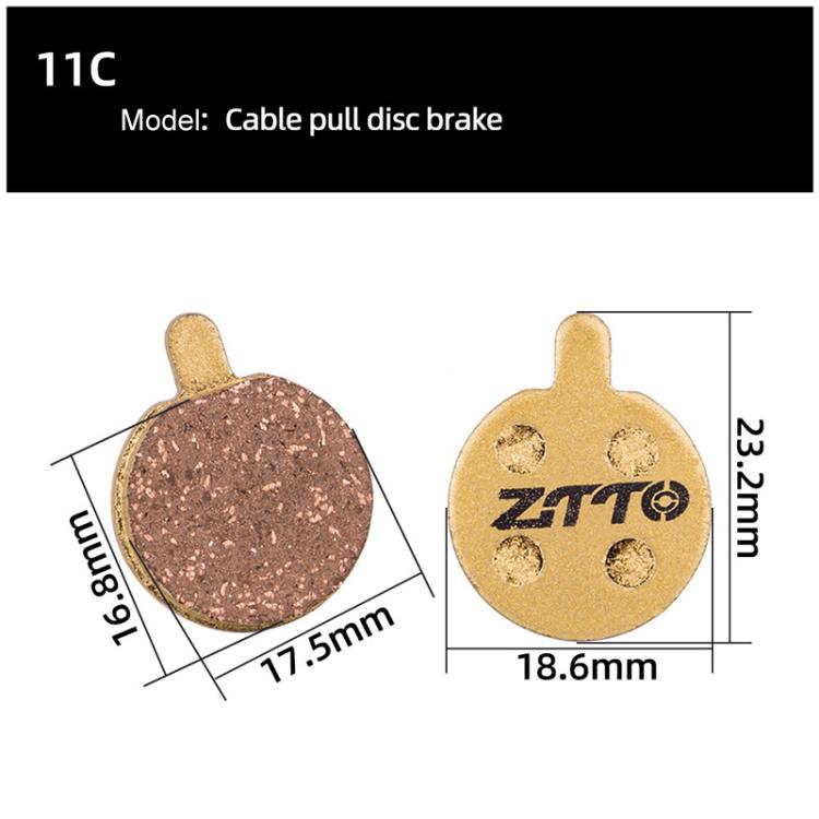 2pairs ZTTO Mountain Bike Full Metal Copper Base Lining Oil Disc Block Brake Pad, Model: MJ-11C - Bicycle Brake Parts by ZTTO | Online Shopping UK | buy2fix