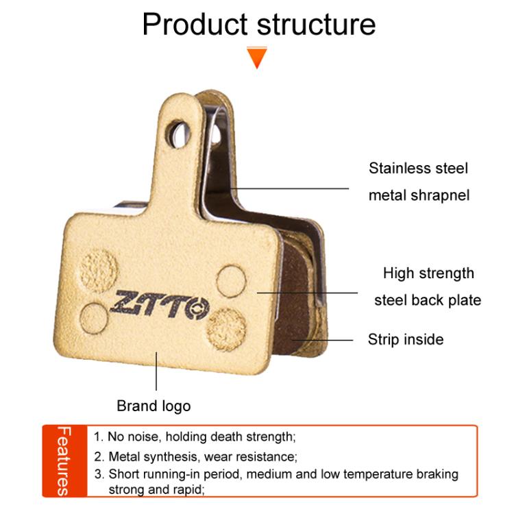 2pairs ZTTO Mountain Bike Full Metal Copper Base Lining Oil Disc Block Brake Pad, Model: MJ-11A - Bicycle Brake Parts by ZTTO | Online Shopping UK | buy2fix