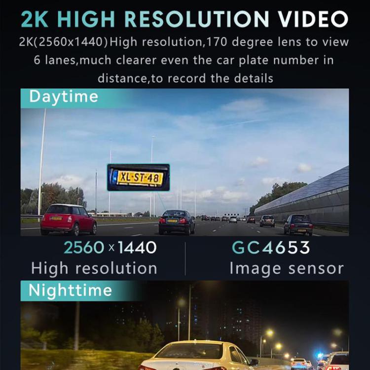 Anytek T2 PRO 3.0 Inch 2K HD Night Vision Recorder Hidden Car Camera Front And Rear Dual Recording(Without Memory) - Car DVRs by Anytek | Online Shopping UK | buy2fix