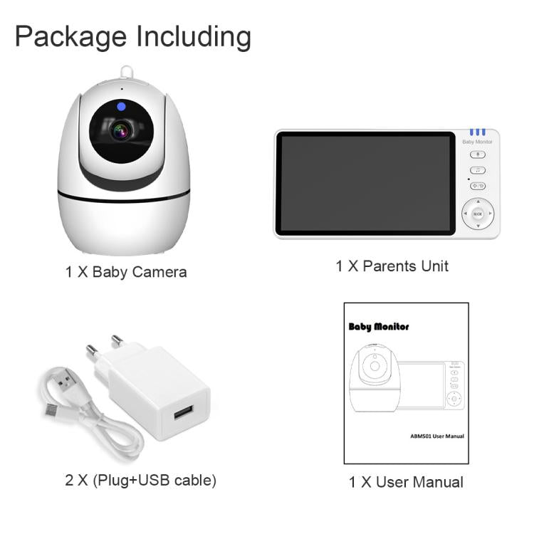 5 inch 1080P HD Baby Watcher Baby Monitor Camera EU Plug - Baby Monitor by buy2fix | Online Shopping UK | buy2fix