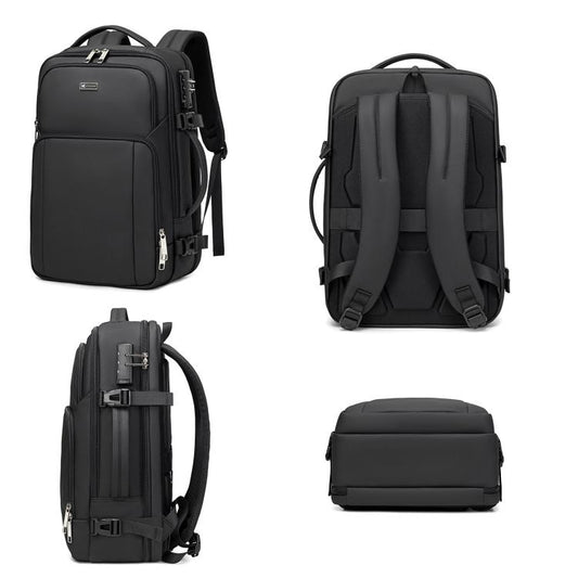 Wiersaam Men Anti-Theft Business Laptop Backpack 15.6 Inch Computer Bag With USB & Type-C Charging Ports(Black) - Backpack by Wiersaam | Online Shopping UK | buy2fix