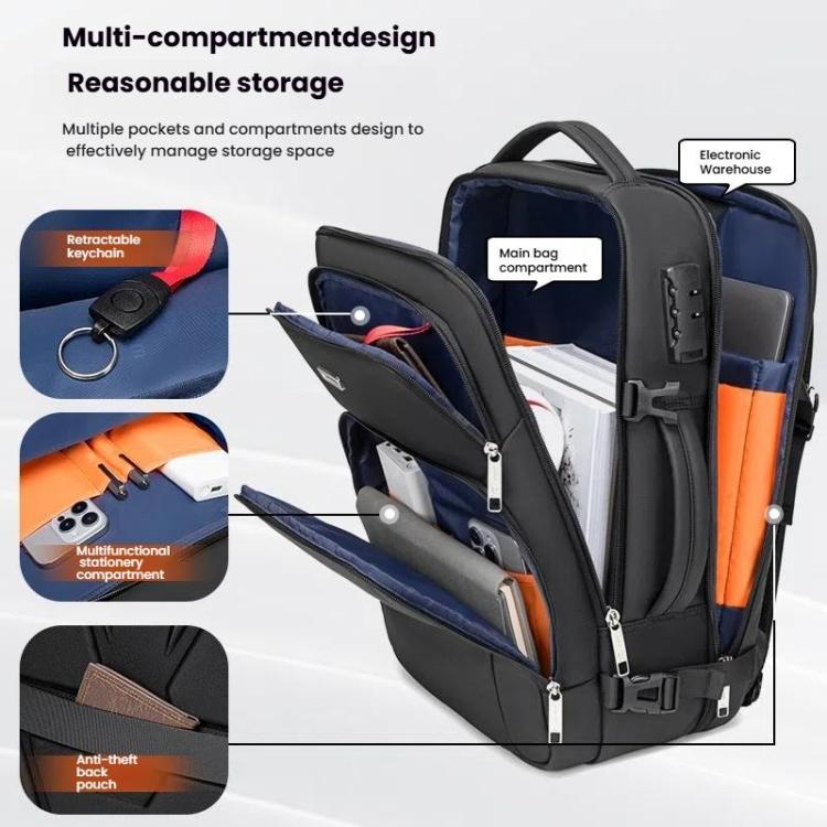 Wiersaam Men Anti-Theft Business Laptop Backpack 15.6 Inch Computer Bag With USB & Type-C Charging Ports(Gray) - Backpack by Wiersaam | Online Shopping UK | buy2fix