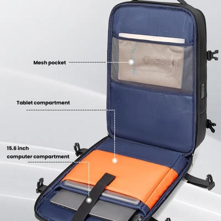 Wiersaam Men Anti-Theft Business Laptop Backpack 15.6 Inch Computer Bag With USB & Type-C Charging Ports(Gray) - Backpack by Wiersaam | Online Shopping UK | buy2fix