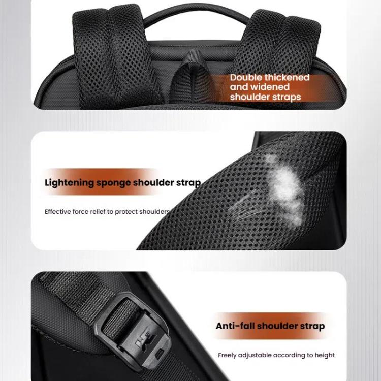 Wiersaam Men Anti-Theft Business Laptop Backpack 15.6 Inch Computer Bag With USB & Type-C Charging Ports(Black) - Backpack by Wiersaam | Online Shopping UK | buy2fix