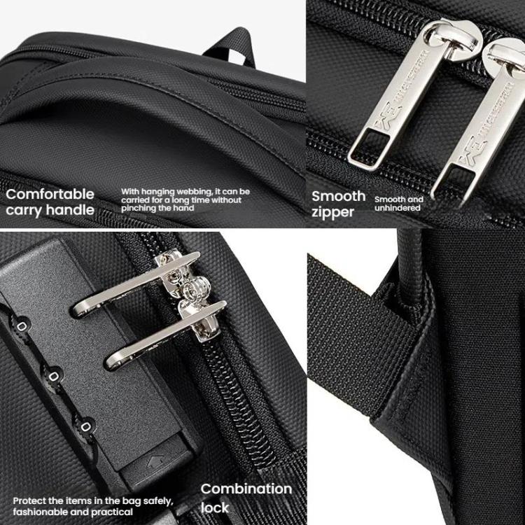 Wiersaam Men Anti-Theft Business Laptop Backpack 15.6 Inch Computer Bag With USB & Type-C Charging Ports(Gray) - Backpack by Wiersaam | Online Shopping UK | buy2fix