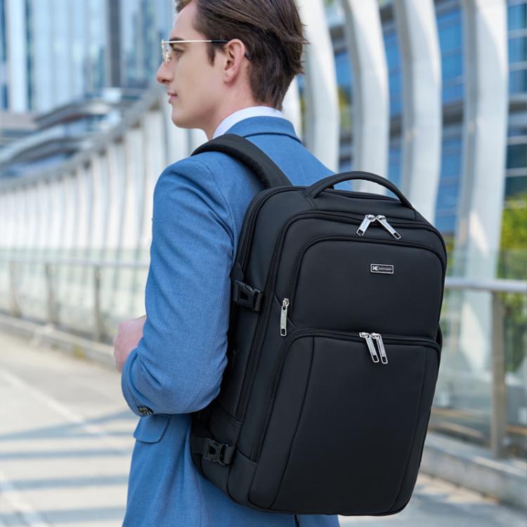 Wiersaam Men Anti-Theft Business Laptop Backpack 15.6 Inch Computer Bag With USB & Type-C Charging Ports(Black) - Backpack by Wiersaam | Online Shopping UK | buy2fix