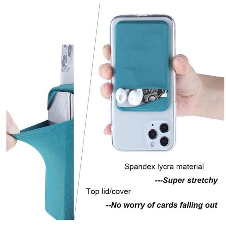 Elastic Lycra Phone Back Sticker Card Holder Secure Card Pocket with No Residue Removal(Deep Blue) - Adhesive Card Holders by buy2fix | Online Shopping UK | buy2fix