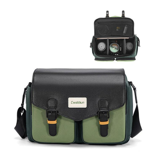Cwatcun D99 Large Shoulder Camera Bag Multi-functional Casual Color Clash Lightweight Storage Bag