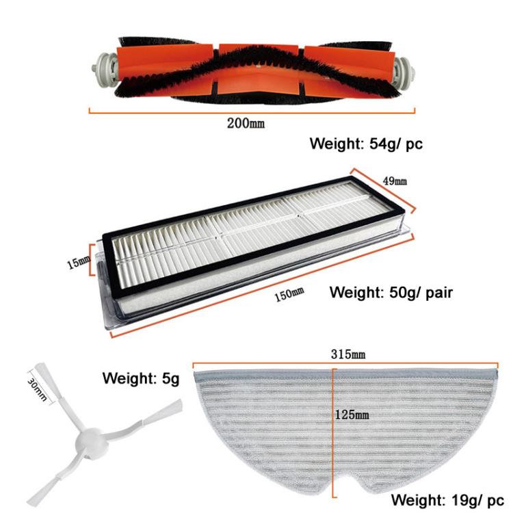 14pcs /Set For Xiaomi 1C / 2C / L10pro / D9 Sweeping Robot Accessories Main Side Brush Hepa Filter Mop Rag - For Xiaomi Accessories by buy2fix | Online Shopping UK | buy2fix