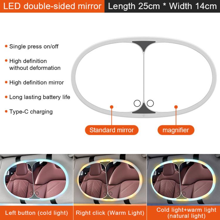 Car Sun Visor LED Touch Light Magnifying Makeup Mirror(White) - Interior Mirrors by buy2fix | Online Shopping UK | buy2fix