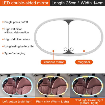 Car Sun Visor LED Touch Light Magnifying Makeup Mirror(White) - Interior Mirrors by buy2fix | Online Shopping UK | buy2fix