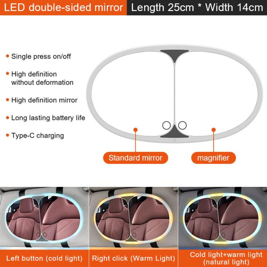 Car Sun Visor LED Touch Light Magnifying Makeup Mirror(White) - Interior Mirrors by buy2fix | Online Shopping UK | buy2fix