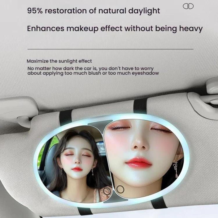 Car Sun Visor LED Touch Light Magnifying Makeup Mirror(White) - Interior Mirrors by buy2fix | Online Shopping UK | buy2fix