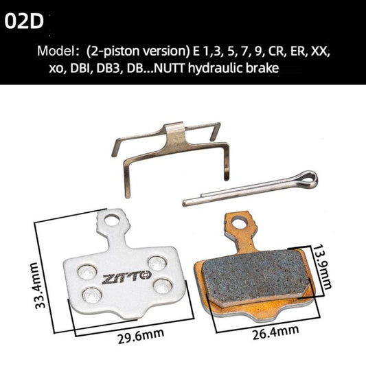 2pairs ZTTO Bicycle Metal Sintered Cable Mountain Road Bike Electrical Scooter Disc Brake Linings, Style: 02D - Bicycle Brake Parts by ZTTO | Online Shopping UK | buy2fix