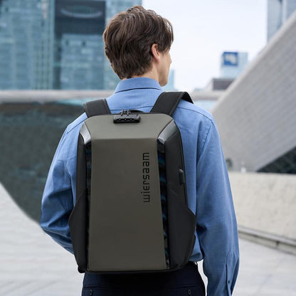 Wiersaam WY1350 Men Anti-Theft Business Backpack Laptop Bag For Travel With Password Lock(Space Gray) - Backpack by wiersaam | Online Shopping UK | buy2fix
