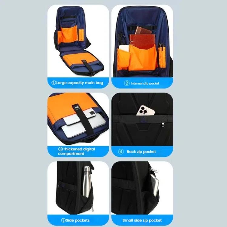 Wiersaam WY1350 Men Anti-Theft Business Backpack Laptop Bag For Travel With Password Lock(Space Gray) - Backpack by wiersaam | Online Shopping UK | buy2fix