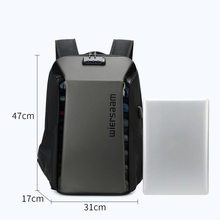 Wiersaam WY1350 Men Anti-Theft Business Backpack Laptop Bag For Travel With Password Lock(Space Gray) - Backpack by wiersaam | Online Shopping UK | buy2fix