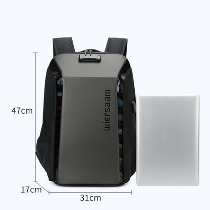 Wiersaam WY1350 Men Anti-Theft Business Backpack Laptop Bag For Travel With Password Lock(Space Gray) - Backpack by wiersaam | Online Shopping UK | buy2fix