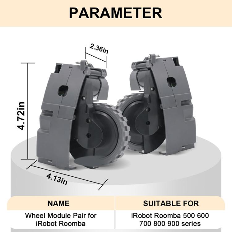 For IRobot Roomba 5/6/7/8/9 Series Walking Wheels Vacuum Cleaner Accessories Left+Right Wheel-Black - For iRobot Accessories by buy2fix | Online Shopping UK | buy2fix