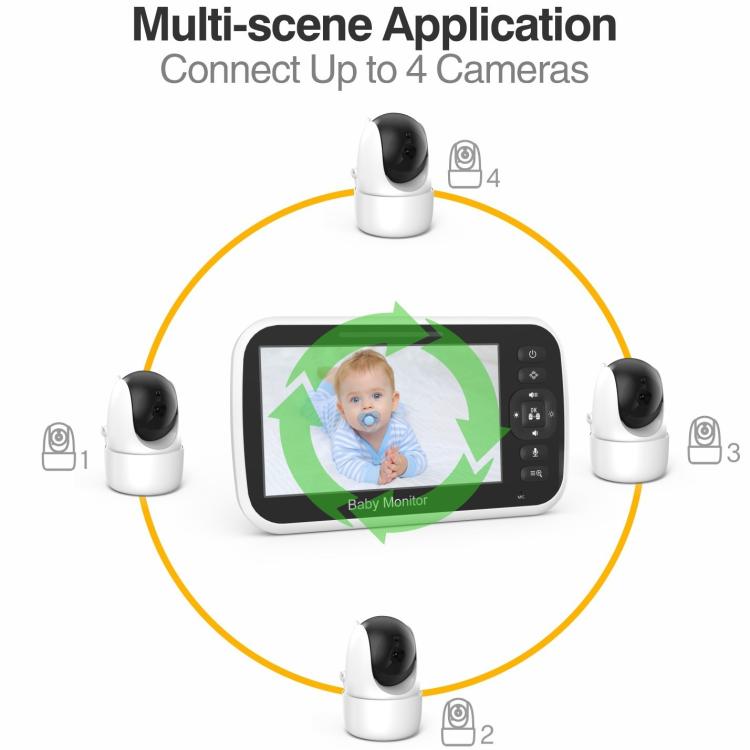 5 inch LCD Screen Auto Night Vision Baby Monitor UK Plug - Baby Monitor by buy2fix | Online Shopping UK | buy2fix