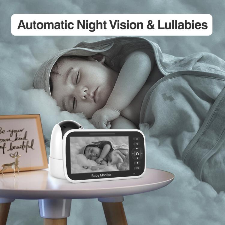 5 inch LCD Screen Auto Night Vision Baby Monitor UK Plug - Baby Monitor by buy2fix | Online Shopping UK | buy2fix