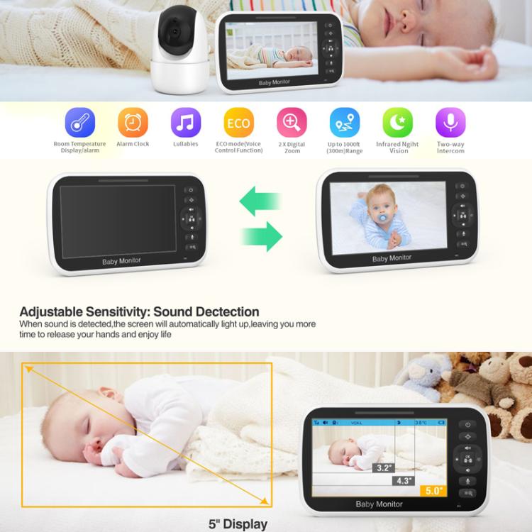5 inch LCD Screen Auto Night Vision Baby Monitor AU Plug - Baby Monitor by buy2fix | Online Shopping UK | buy2fix