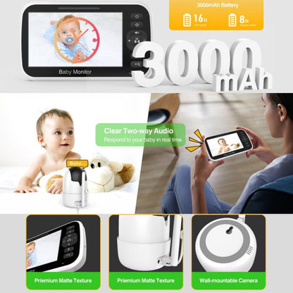 5 inch LCD Screen Auto Night Vision Baby Monitor UK Plug - Baby Monitor by buy2fix | Online Shopping UK | buy2fix