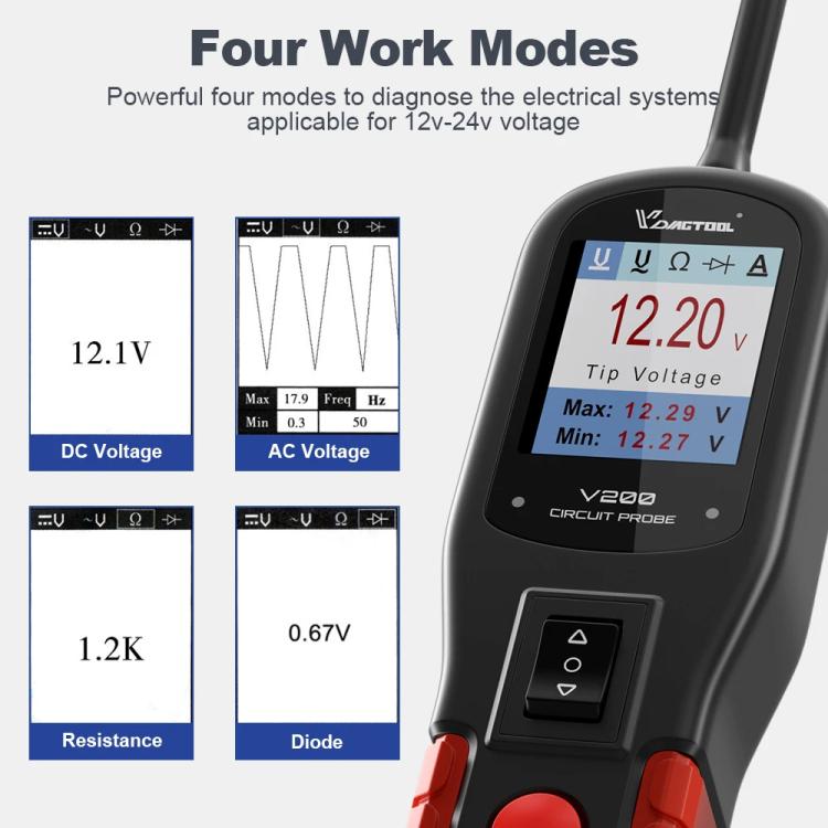 VDIAGTOOL 6-42V Automotive Circuit Tester(V200 Red) - Electronic Test by VDIAGTOOL | Online Shopping UK | buy2fix