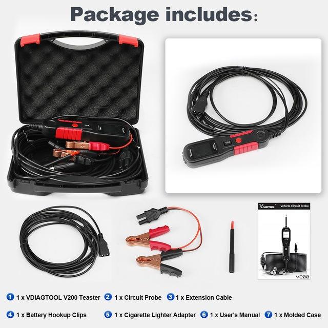 VDIAGTOOL 6-42V Automotive Circuit Tester(V200 Red) - Electronic Test by VDIAGTOOL | Online Shopping UK | buy2fix