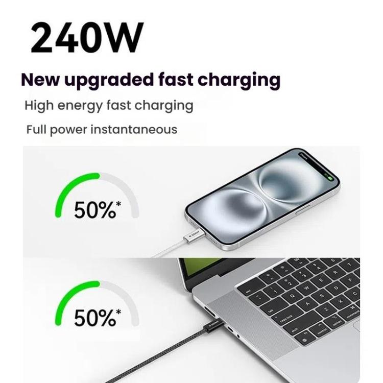 ANKER A8060 1.5m 240W PD Fast Charging Dual Type-C Charging Cable Braided Data Cable(White) - USB-C & Type-C Cable by ANKER | Online Shopping UK | buy2fix