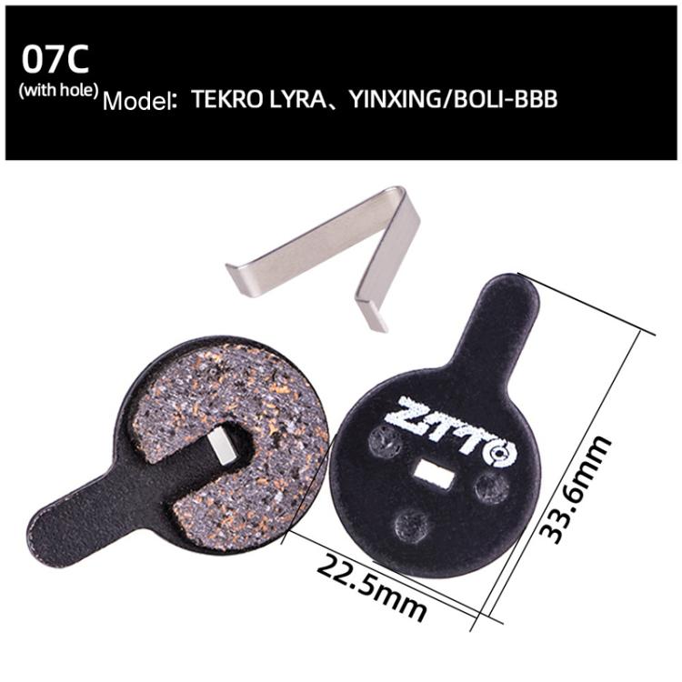 2pairs ZTTO Bicycle Disc Braking Pads Mountain Bike Semi-Metallic Resin Brake Pads, Model: MS-07C With Hole - Bicycle Brake Parts by ZTTO | Online Shopping UK | buy2fix