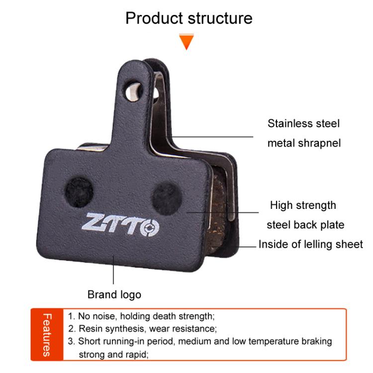 2pairs ZTTO Bicycle Disc Braking Pads Mountain Bike Semi-Metallic Resin Brake Pads, Model: MS-11A - Bicycle Brake Parts by ZTTO | Online Shopping UK | buy2fix