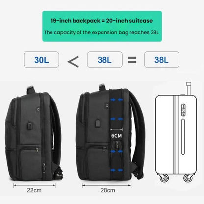Tigernu  15.6-inch Standard Men Anti-Theft Laptop Backpack with USB Charging Port, Headphone Hole & Comfort Shoulder Straps for Travel, Work Commute(Black) - Backpack by Tigernu | Online Shopping UK | buy2fix