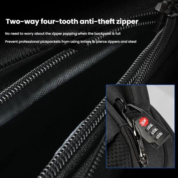 Tigernu  15.6-inch Standard Men Anti-Theft Laptop Backpack with USB Charging Port, Headphone Hole & Comfort Shoulder Straps for Travel, Work Commute(Black) - Backpack by Tigernu | Online Shopping UK | buy2fix