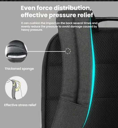 Tigernu  15.6-inch Standard Men Anti-Theft Laptop Backpack with USB Charging Port, Headphone Hole & Comfort Shoulder Straps for Travel, Work Commute(Black) - Backpack by Tigernu | Online Shopping UK | buy2fix