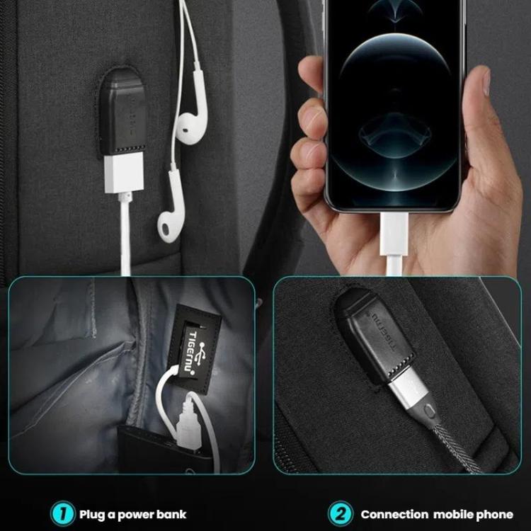 Tigernu  15.6-inch Standard Men Anti-Theft Laptop Backpack with USB Charging Port, Headphone Hole & Comfort Shoulder Straps for Travel, Work Commute(Black) - Backpack by Tigernu | Online Shopping UK | buy2fix